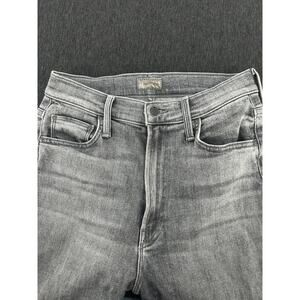 MOTHER High Waisted Rider Skimp Jeans Gray Bars & Phrases Size 27  Made in USA